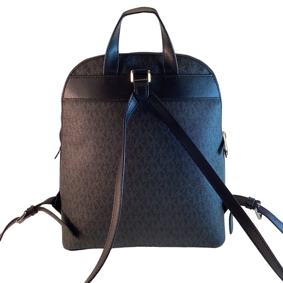 MICHAEL KORS Backpack Leather EMMY Large Dome BLACK Monogram 35H9SY3B7B - Picture 2 of 13